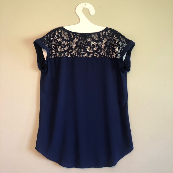 Express Lace Navy Blue Blouse - Picture 2 of 6